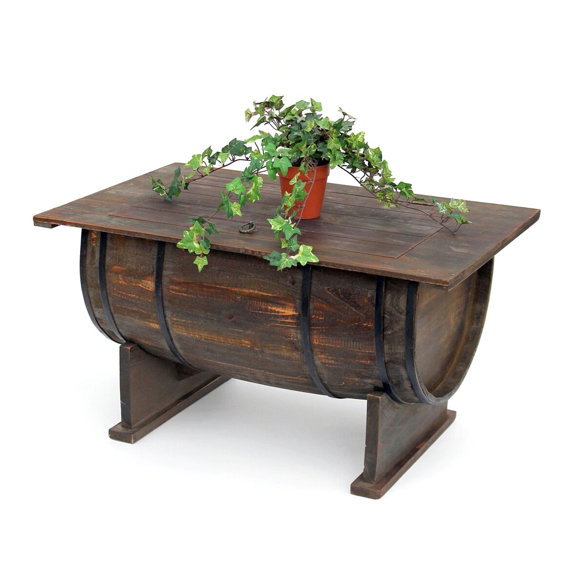 DanDiBo Couchtisch Wohnzimmer Vintage halbiertes Weinfass 5084-H 80 cm Tisch aus Holz Beistelltisch Weinregal Fass Bar