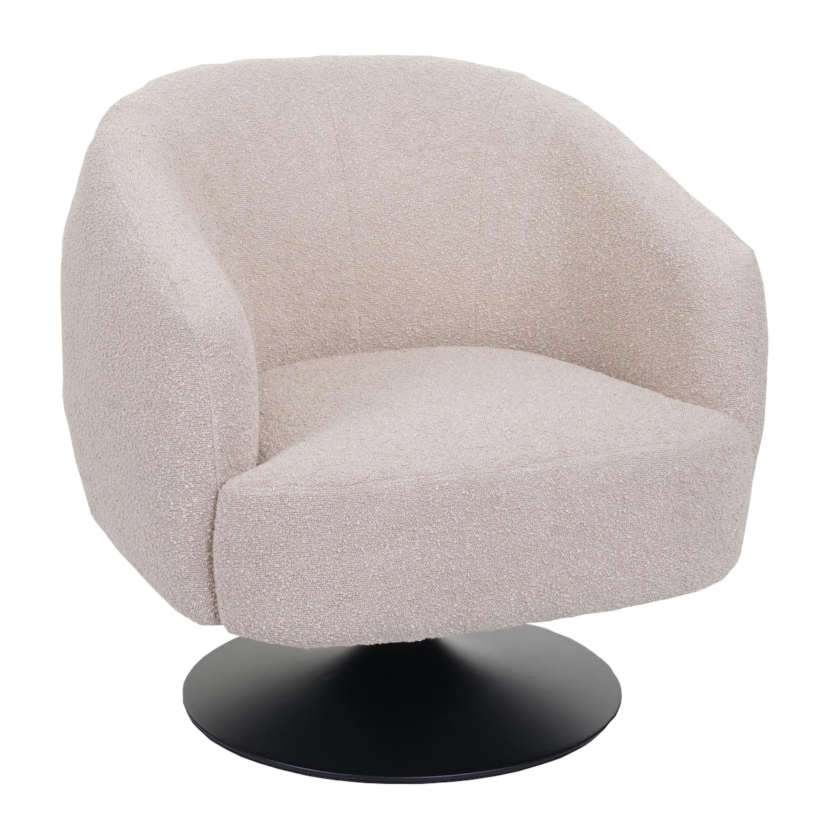 Lounge fauteuil HWC-J76, draaibare cocktail fauteuil, bouclé stof metaal ~ crème-beige