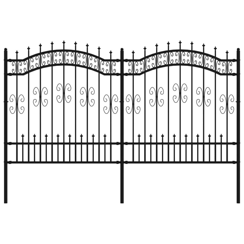 vidaXL Gartenzaun mit Speerspitze Schwarz 240 x 125 cm Pulverbeschichteter Stahl