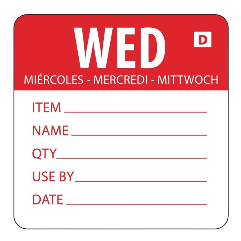 Vogue auflösbare Etiketten Mittwoch rot