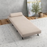 thumbnail of HOMCOM sofá cama de 1 plaza sofá cama plegable tapizado en lino con respaldo ajustable de 5 niveles y almohada acolchada 75x70x75 cm beige