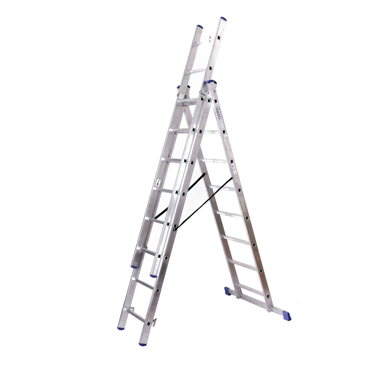 Stehleiter 3x8 Stufen Länge 4,6m 221x41cm ALU SZAGATO Stufenleiter Stehleiter ausziehbar Mehrzweckleiter Standleiter Schiebeleiter 3x8 Stehleiter