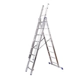 thumbnail of Stehleiter 3x8 Stufen Länge 4,6m 221x41cm ALU SZAGATO Stufenleiter Stehleiter ausziehbar Mehrzweckleiter Standleiter Schiebeleiter 3x8 Stehleiter