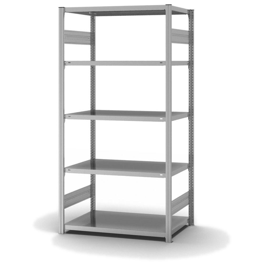 PROREGAL Fachbodenregal Stecksystem | Grundregal | HxBxT 200x100x60cm | 5 Ebenen | Fachlast 140 kg | Beidseitig nutzbar | Verzinkt