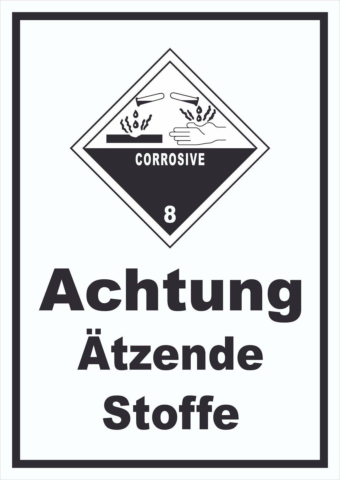 Schild Ätzende Stoffe Corrosive hochkant A6 (105x148mm)