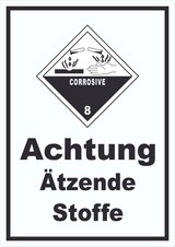 thumbnail of Schild Ätzende Stoffe Corrosive hochkant A6 (105x148mm)