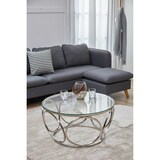 thumbnail of SalesFever Couchtisch rund Ø 80 cm, Klarglasplatte 8 mm stark, Edelstahl-Gestell silbern, B 80 x T 80 x H 40 cm, silbern