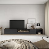 thumbnail of TV-Meubel, Lowboard, Woonkamer, Eetkamer, 310x50x37 cm, Voor tv's tot 80", Elektrische haard, Moderne stijl, Zwart/Eiken