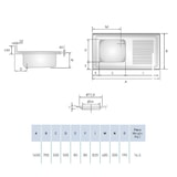 thumbnail of Fregadero industrial de hostelería con escurridor y desagüe 1400x700x300 mm