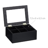 thumbnail of Relaxdays Teebox, 6 Fächer, Bambus, HBT: 9x21,5x16 cm, Tee & Kaffeepads, Teekasten mit Deckel, staubgeschützt, schwarz