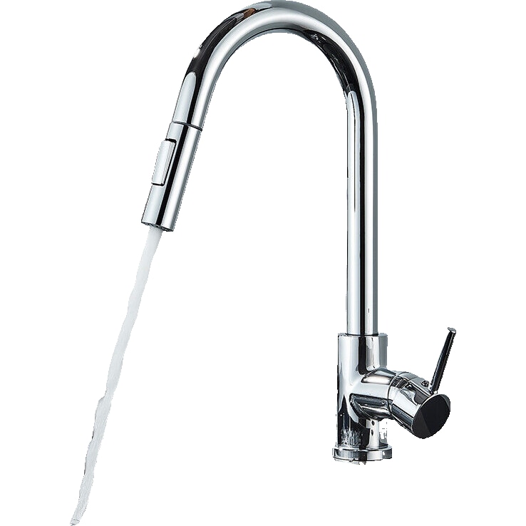 JANA | Torneira de cozinha extensível de aço inox premium cromado brilhante | Torneira gastro alta pressão 360° giratória 2 conexões