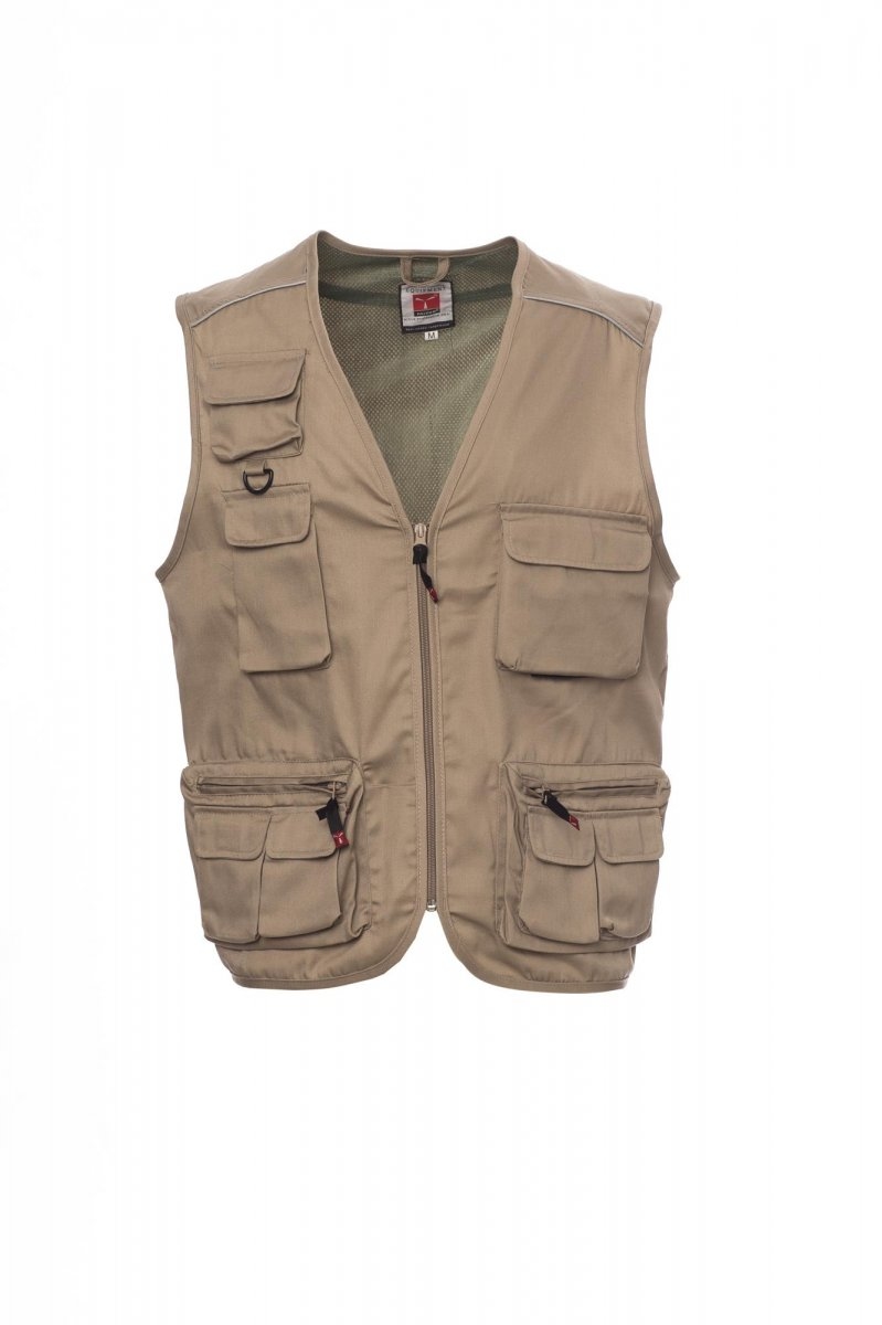PAYPER Weste POCKET – funktionale Arbeitsweste mit vielen Taschen, robust, leicht, für Handwerk, Logistik, Outdoor khaki L