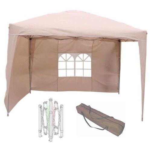 Alu Pavillon Faltpavillon 3x3m Gartenpavillon Gartenzelt Partyzelt Wasserdicht Beige : Beige