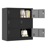 thumbnail of Metallschrank Spind Aufbewahrungsschrank 90x40x100 cm Schwarz mit 6 Türen, abschließbaren Fächern, Lüftungsschlitzen und Kartenfächern