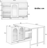 thumbnail of Bartisch ausziehbar Weiß 122x40x77 cm mit 360 Grad Drehplatte Stauraum Glasschiebetüren höhenverstellbaren Einlegeböden Kücheninsel