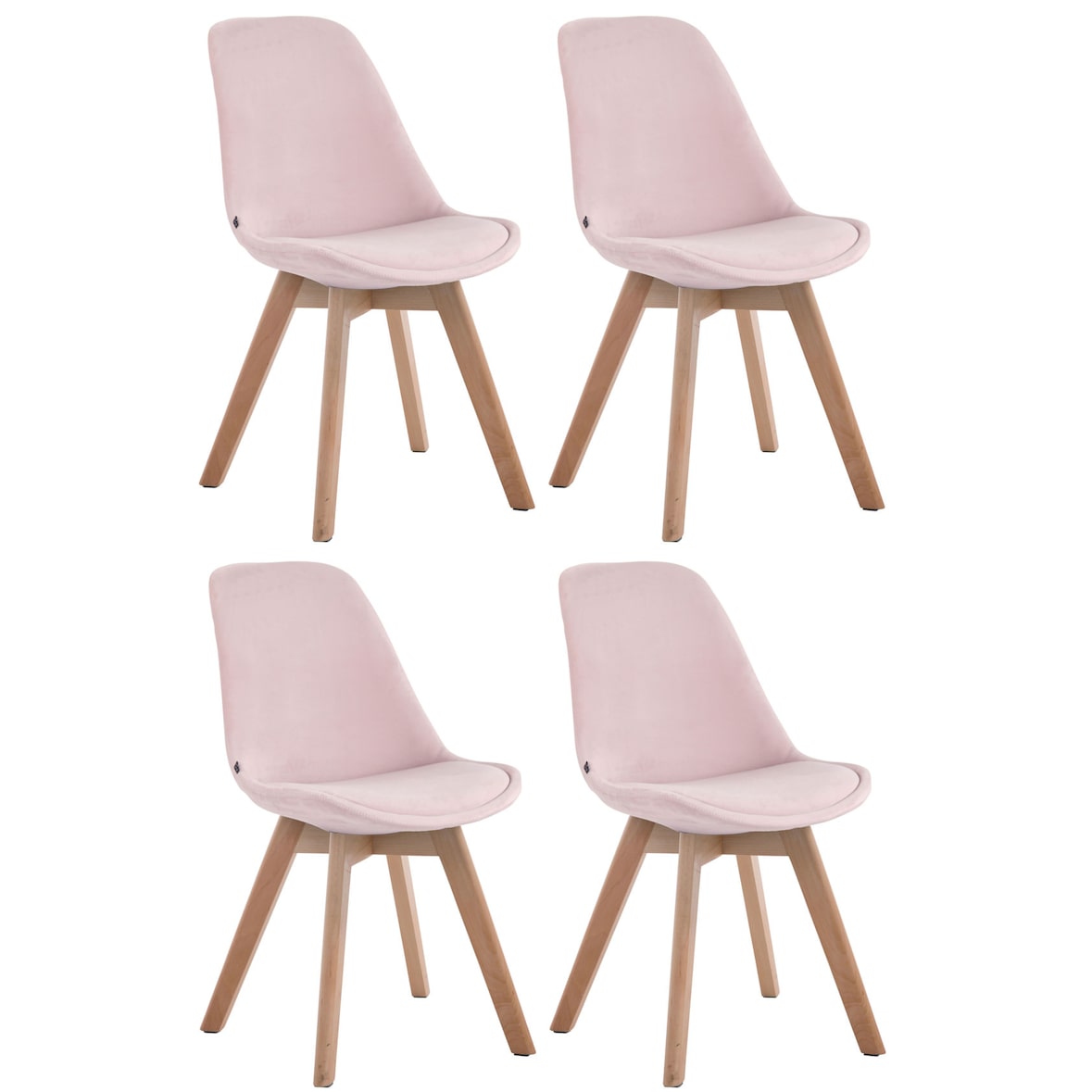 Set van 4 Eetkamerstoelen Borneo Fluweel roze/natura