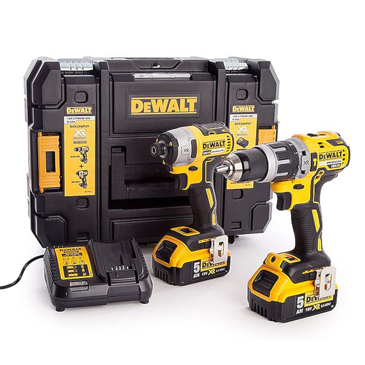 DEWALT Coffret Perceuse Visseuse à Percussion Et Visseuse à Chocs 18v - 5ah dck266p2t