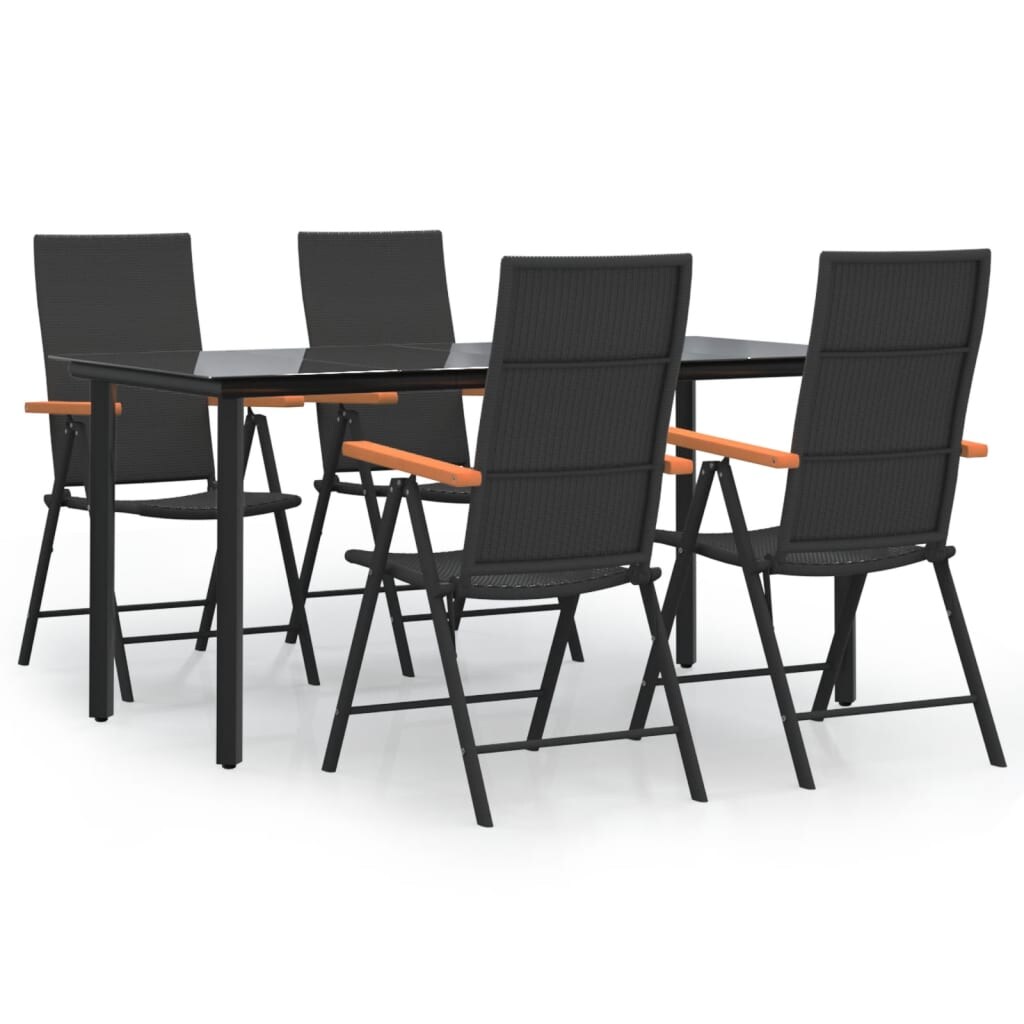 vidaXL 5-tlg. Garten-Essgruppe Schwarz und Braun Poly Rattan