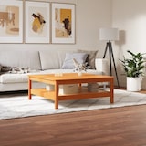 thumbnail of Mesa de centro madera maciza de pino marrón cera 100x100x40 cm