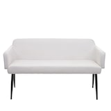 thumbnail of Sitzbank HWC-L13, Esszimmerbank Bank Polsterbank Garderobenbank Rückenlehne Armlehne Stoff/Textil 133cm ~ creme-weiß