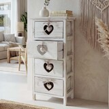 thumbnail of Cassettiera Forli, mobile, 4 cassetti con cuori 70x29x25cm, look shabby, vintage ~ bianco