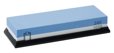 METRO Professional Piedra de afilar combinada con soporte de silicona, 6 x 1,8 x 2,7 cm, azul