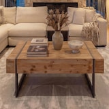 thumbnail of Mesa de centro HWC-A15a, mesa de salón, madera de abeto maciza rústica certificada MVG 40x120x60cm ~ color natural