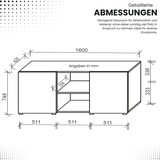 thumbnail of bümö Schwebetürenschrank, Sideboard Buche/Silber - Büromöbel Sideboard Holz 160cm breit, 42cm schmal, Büro Schrank mit Schwebetür für Flur oder als