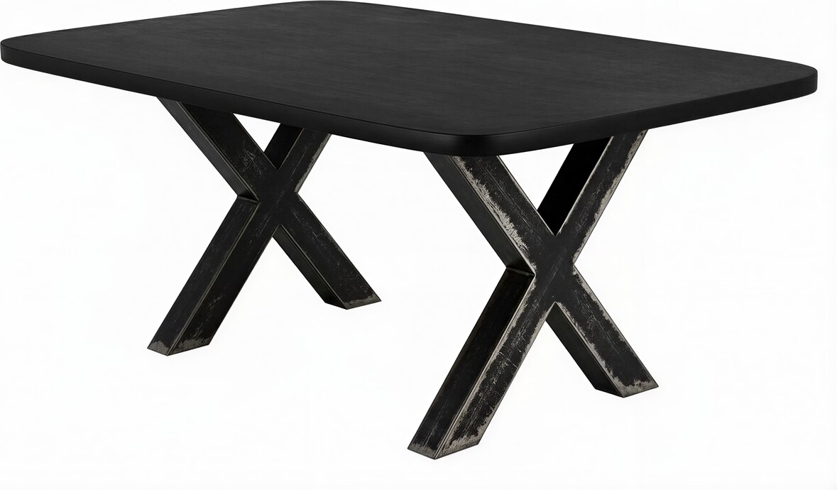 SIT Möbel Esstisch 200x100 cm | 30 mm Platte Mango schwarz | X-Gestell Metall used look | B 200 x T 100 x H 75 cm | 16151-11 | Serie TABLES & CO