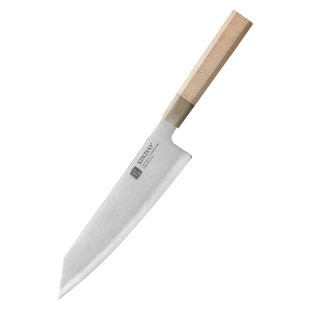 XinZuo - Koksmes Bunka van Blue #2 Carbonstaal - PM8M series - 21 cm lemmet - gemaakt van 3-laags composietstaal