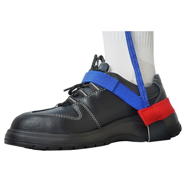 ESD-Fersenband mit Klettverschluss, 1 MOhm, blau/rot