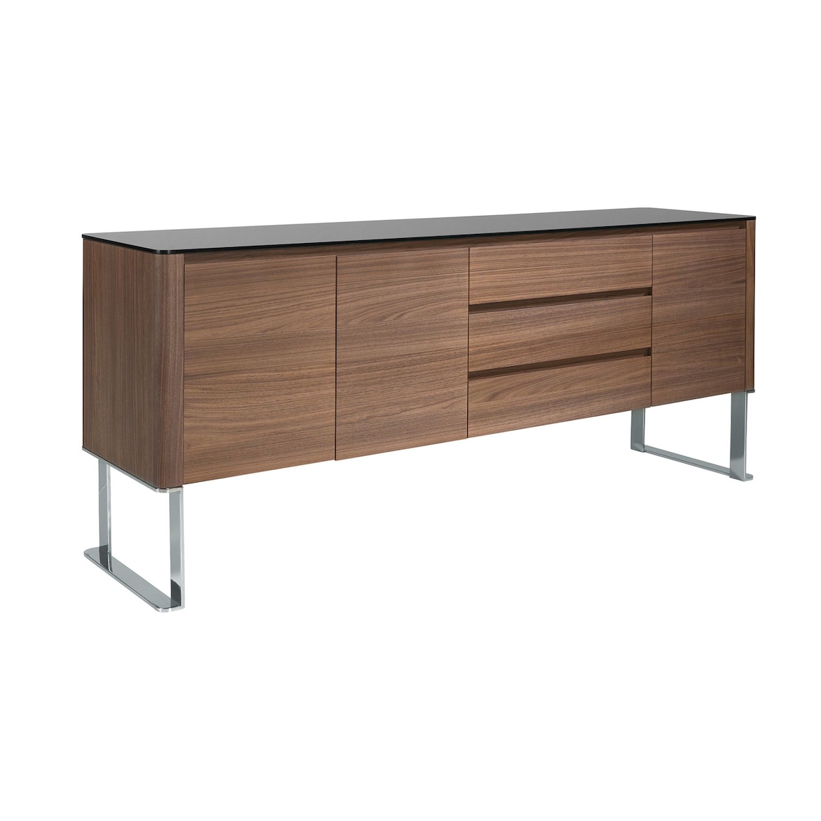Angel Cerdá  Walnoot dressoir met zwart glazen blad 3060C