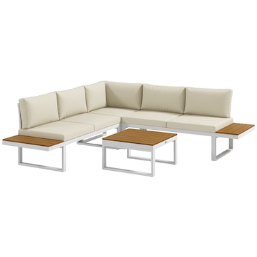 Outsunny conjunto de muebles de jardín 4 piezas juego de muebles de terraza incluye 2 sofás dobles 1 sofá esquinero reclinable y mesa de centro