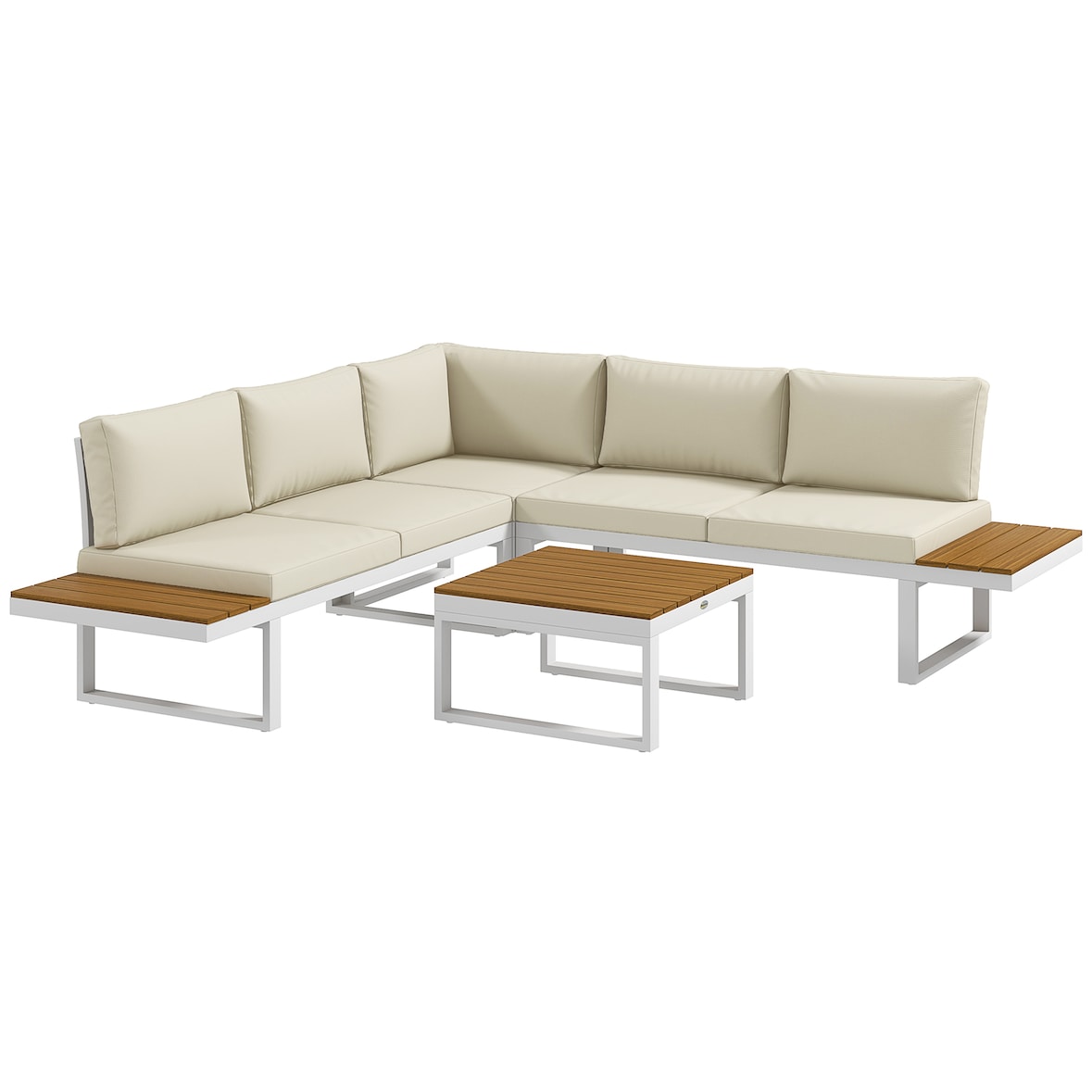 Outsunny conjunto de muebles de jardín 4 piezas juego de muebles de terraza incluye 2 sofás dobles 1 sofá esquinero reclinable y mesa de centro