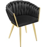 thumbnail of tectake Conjunto de cadeiras ASTANO veludo, design de nó - Conjunto de 6 preto/dourado