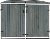 thumbnail of XL 2er-/4er-Mülltonnenverkleidung HWC-H74, Mülltonnenbox, erweiterbar 126x158x98cm Holz MVG ~ grau-weiß