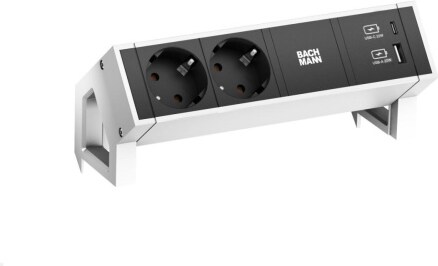 Bachmann DESK 2 - 2x Steckdose mit USB-C / USB-A Charger (902.932), weiß