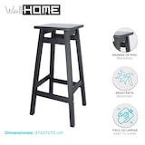 thumbnail of WellHome - Conjunto de 2 bancos 'Laira' em madeira de pinho, preto, 37 x 37 x 70 cm