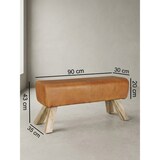 thumbnail of Sportlicher Sitzhocker, Braun, Leder, Mango-Holz - Modern & Stabil. 90x30x43 cm | Kadima Design