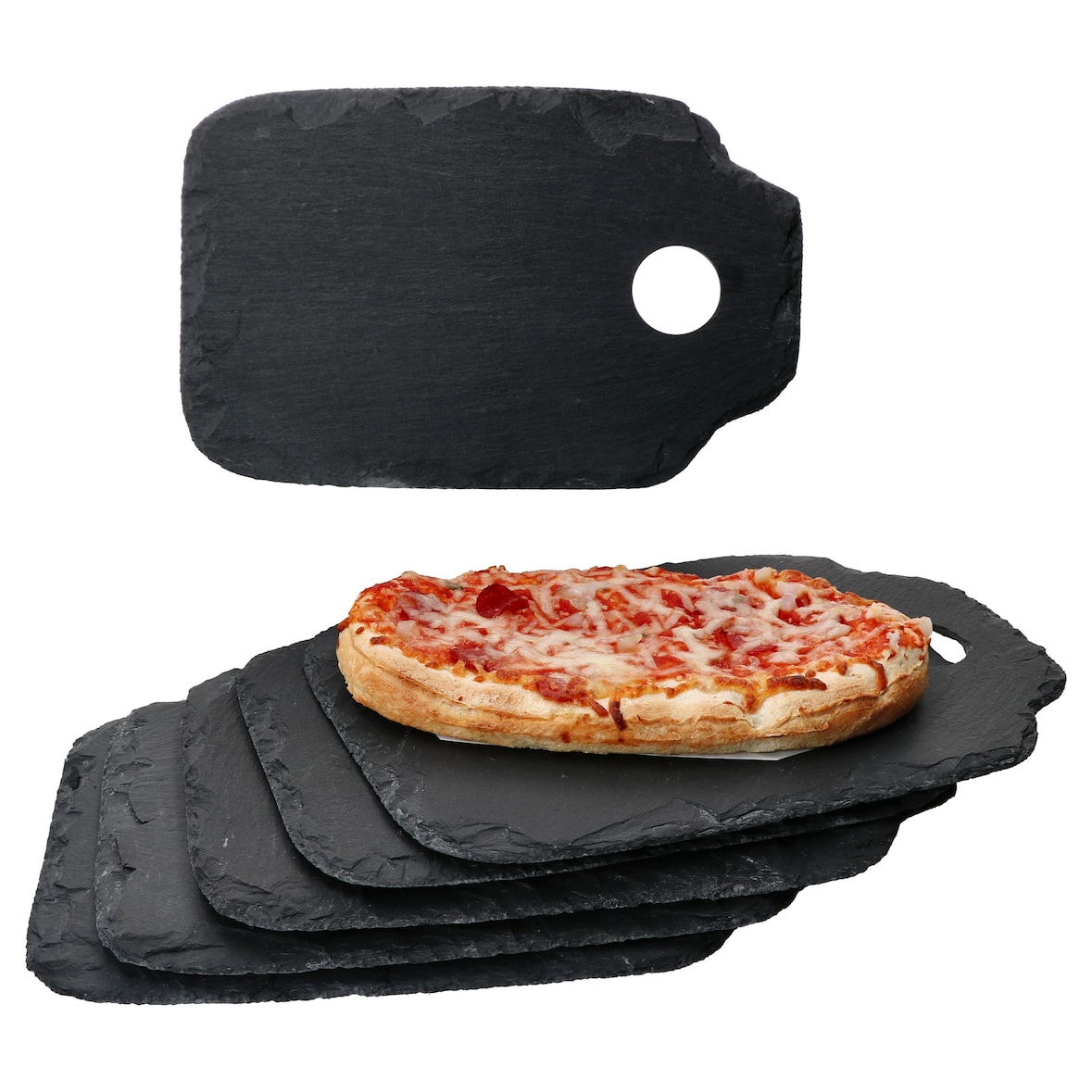 Ritzenhoff 6x Schieferplatten 26x16,5cm Untersetzer Servier-Teller mit Griff