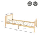 thumbnail of ML-Design Holzbett 90x200 cm Natur – Kiefernholz Massivholzbett mit Lattenrost & Füßen, Einzelbett mit Kopf- & Fußteil, Jugendbett für Kinder &