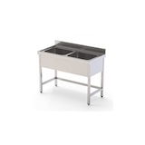 thumbnail of Fregadero industrial acero inoxidable 2 cubas 1200x700x850mm