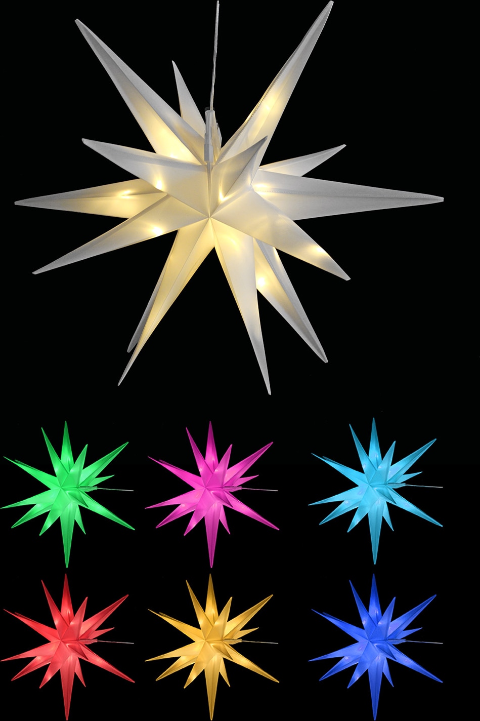 3D LED Stern zum Hängen Weihnachtsbeleuchtung DIA 57cm Außen IP44