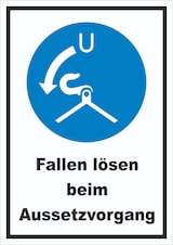 thumbnail of Fallen lösen beim Aussetzvorgang Schild A2 Rückseite selbstklebend