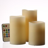 thumbnail of LED Kerzenset Echtwachs Farbwechsel Fernbedienung Timer D: 7,5cm creme 3er Set