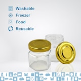 thumbnail of 20x Pequeno Frasco de Mel Hexagonal com Tampa 45ml - Ideal para a Conservação de Mel, Compota, Especiarias, Iogurte