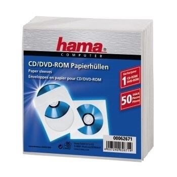 Hama CD-ROM Paper Sleeves 50, White 50 Disks Weiß