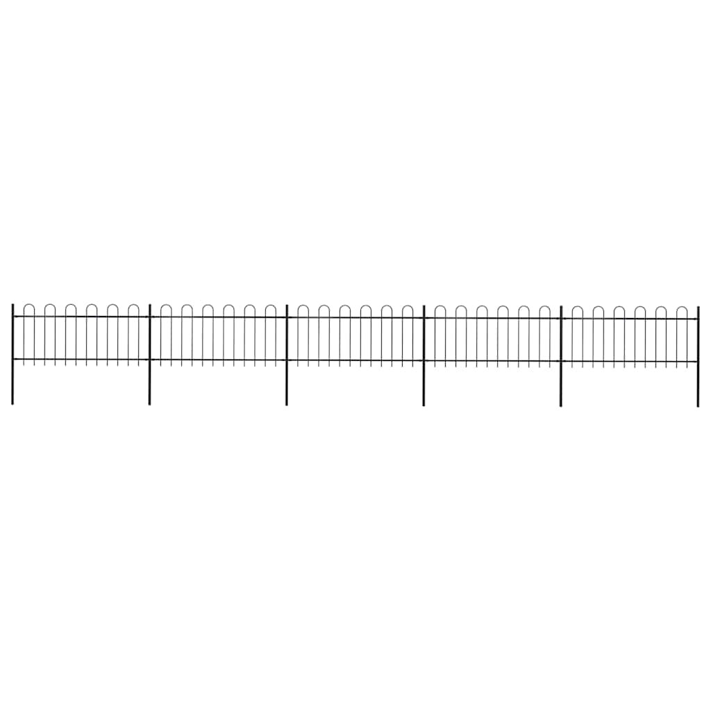 vidaXL Gartenzaun mit Rundbogen Stahl 892,5 x 80 cm Schwarz
