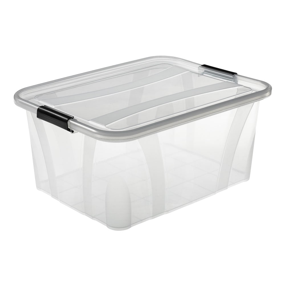 Aufbewahrungsbox transparent 32 Liter mit Deckel und Klickverschluss 510 x 385 x 230 mm