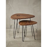 thumbnail of Design Satztisch WL5.659 Sheesham Metall Beistelltisch 2er Set Klein, Couchtisch Set 2 Holz Tische, Massivholz Wohnzimmertisch Metallgestell,
